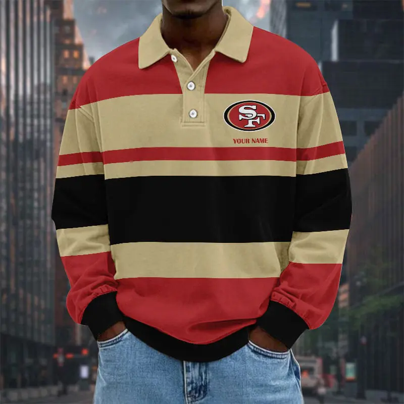 San-Francisco-49ers-NFL-Collar-Sweatshirt-Custom-Name-Gift-For-Fan San Francisco 49ers NFL Collar Sweatshirt Custom Name Gift For Fan