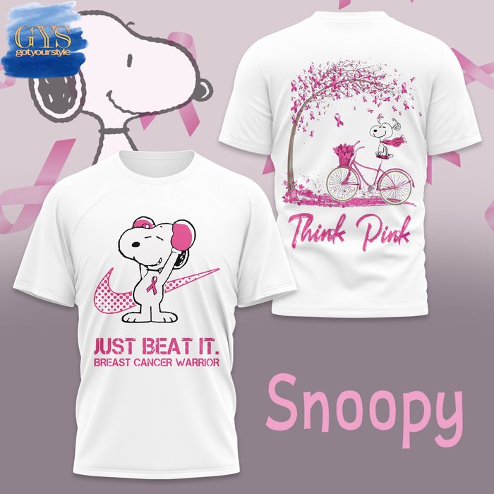 Snoopy Just Beat It Breast Cancer Warrior Limited TShirt Snoopy Just Beat It Breast Cancer Warrior Limited Unisex Performance T-Shirt