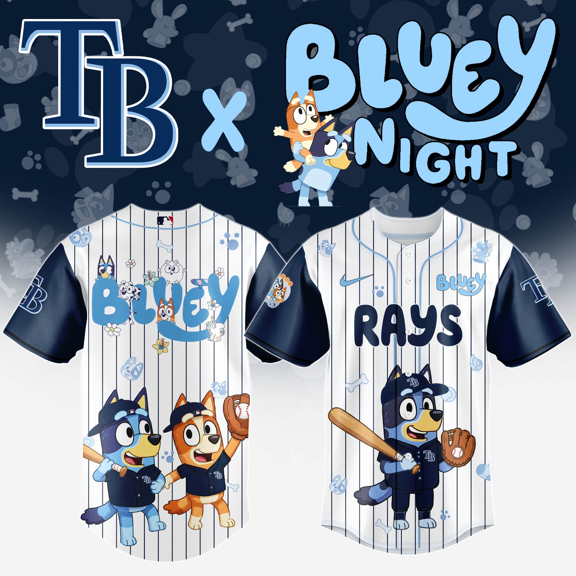 Tampa-Bay-Rays-MLB-x-Bluey-And-Bingo-Special-Edition-Baseball-Jersey-2025-DBJ1026 Tampa Bay Rays MLB x Bluey And Bingo Special Edition Baseball Jersey 2025 DBJ1026