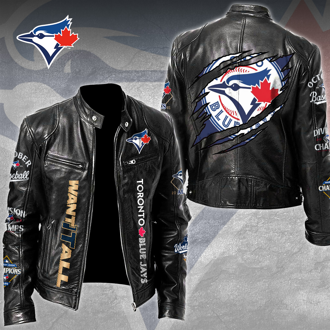 Toronto-Blue-Jays-Motorcycle-Leather-Jacket Toronto Blue Jays Motorcycle Leather Jacket