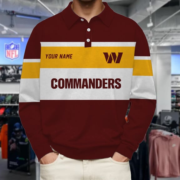 Washington-Commanders-Collar-Sweatshirt-Custom-Name-Gift-For-Fan Washington Commanders Collar Sweatshirt Custom Name Gift For Fan