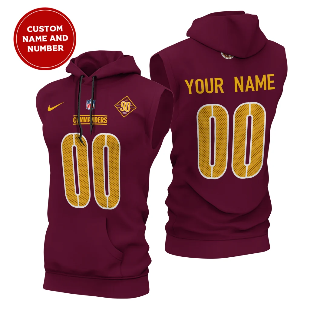 Washington-Commanders-Custom-NameNumber-Sleeveless-Hoodies-Player-Hoodie Washington Commanders Custom Name/Number Sleeveless Hoodies Player Hoodie